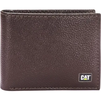 CAT Branded Leather Bi-fold Wallet - Brown