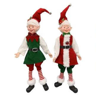 Elf Boy Posable 18″ Boy Red/Green Traditional Outfit 2 Assorted