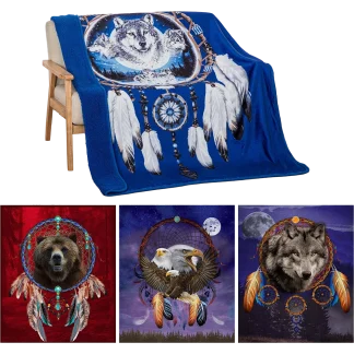 Dreamcatcher Series Sherpa Lined Throw Blankets