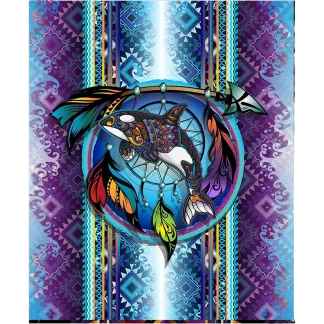 Whale Dreamcatcher - Sherpa Lined Throw Blanket