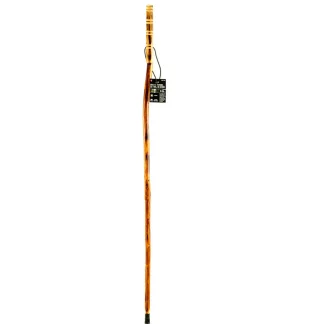 55" Wood Hiking Stick with Howling Wolf