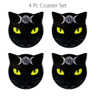 Triple Moon Cat Coasters - Set of 4