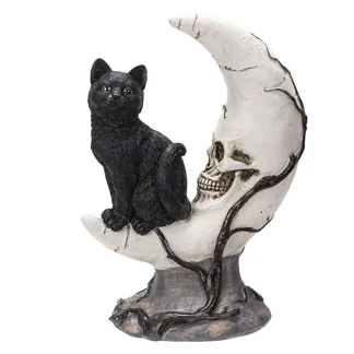 Black Cat On Moon Skull