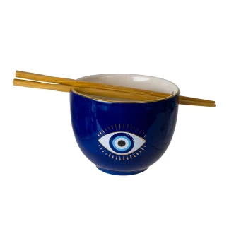 Evil Eye Bowl w/ Chopsticks