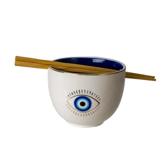 Evil Eye Bowl w/ Chopsticks