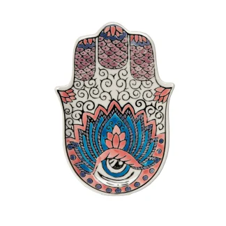 Hamsa Ceramic Dish w/ Brass Incense Holder