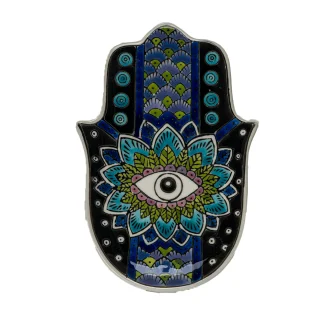 Hamsa Ceramic Dish w/ Brass Incense Holder