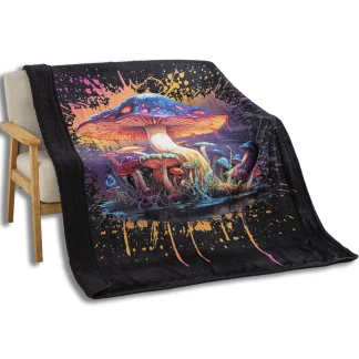 Mushroom - Sherpa Lined Throw Blanket