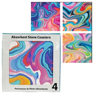 4pc Absorbent Stone Coasters - Tie Dye