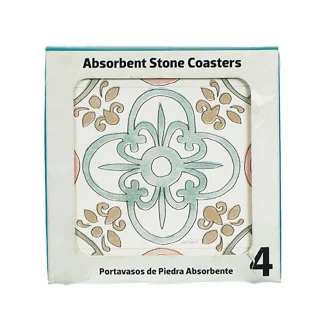 4pc Absorbent Stone Coasters - Cottage Tile