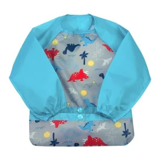 Snap & Go Long Sleeve Bib - Blue