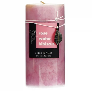 Alaura Pillar Candle – Rose Water Hibiscus