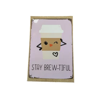 Burlap Backed Metal Sign